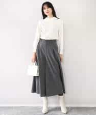 FIFDD04080 OFUON le MK(オフオン ル エムケー) パール調ビーズ衿付きハイゲージニット/洗える ホワイト