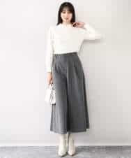 FIFDD04080 OFUON le MK(オフオン ル エムケー) パール調ビーズ衿付きハイゲージニット/洗える ホワイト