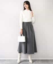 FIFDD04080 OFUON le MK(オフオン ル エムケー) パール調ビーズ衿付きハイゲージニット/洗える ホワイト