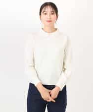 FIFDD04080 OFUON le MK(オフオン ル エムケー) パール調ビーズ衿付きハイゲージニット/洗える ホワイト