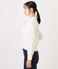 FIFDD04080 OFUON le MK(オフオン ル エムケー) パール調ビーズ衿付きハイゲージニット/洗える ホワイト