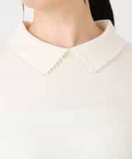 FIFDD04080 OFUON le MK(オフオン ル エムケー) パール調ビーズ衿付きハイゲージニット/洗える ホワイト