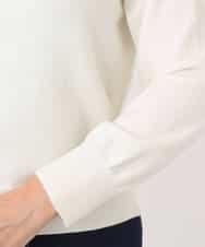 FIFDD04080 OFUON le MK(オフオン ル エムケー) パール調ビーズ衿付きハイゲージニット/洗える ホワイト