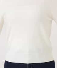 FIFDD04080 OFUON le MK(オフオン ル エムケー) パール調ビーズ衿付きハイゲージニット/洗える ホワイト