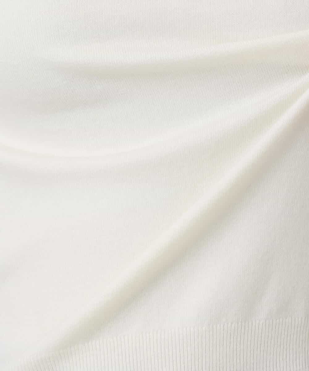 FIFDD04080 OFUON le MK(オフオン ル エムケー) パール調ビーズ衿付きハイゲージニット/洗える ホワイト