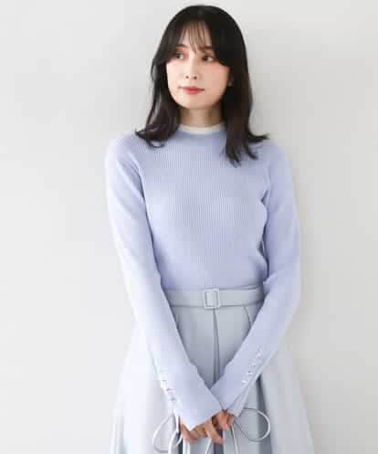 FIFDD05080 OFUON le MK シアー切替えモックネックリブニット/洗える/WEB限定サイズあり