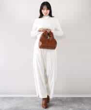 FIFDD05080 OFUON le MK(オフオン ル エムケー) シアー切替えモックネックリブニット/洗える/WEB限定サイズあり グレイッシュブルー