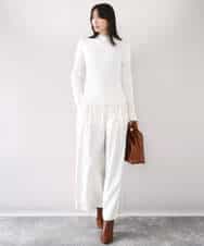 FIFDD05080 OFUON le MK(オフオン ル エムケー) シアー切替えモックネックリブニット/洗える/WEB限定サイズあり グレイッシュブルー