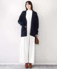 FIFDD05080 OFUON le MK(オフオン ル エムケー) シアー切替えモックネックリブニット/洗える/WEB限定サイズあり グレイッシュブルー