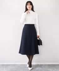 FIFDD05080 OFUON le MK(オフオン ル エムケー) シアー切替えモックネックリブニット/洗える/WEB限定サイズあり グレイッシュブルー