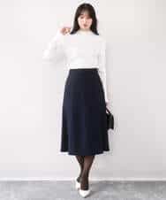 FIFDD05080 OFUON le MK(オフオン ル エムケー) シアー切替えモックネックリブニット/洗える/WEB限定サイズあり グレイッシュブルー