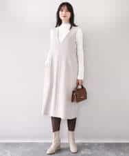 FIFDD05080 OFUON le MK(オフオン ル エムケー) シアー切替えモックネックリブニット/洗える/WEB限定サイズあり グレイッシュブルー