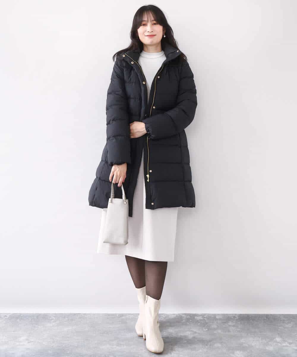 FIFDD05080 OFUON le MK(オフオン ル エムケー) シアー切替えモックネックリブニット/洗える/WEB限定サイズあり グレイッシュブルー