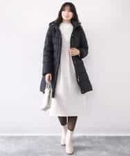 FIFDD05080 OFUON le MK(オフオン ル エムケー) シアー切替えモックネックリブニット/洗える/WEB限定サイズあり グレイッシュブルー