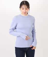 FIFDD05080 OFUON le MK(オフオン ル エムケー) シアー切替えモックネックリブニット/洗える/WEB限定サイズあり グレイッシュブルー