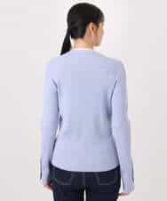 FIFDD05080 OFUON le MK(オフオン ル エムケー) シアー切替えモックネックリブニット/洗える/WEB限定サイズあり グレイッシュブルー