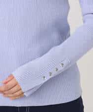 FIFDD05080 OFUON le MK(オフオン ル エムケー) シアー切替えモックネックリブニット/洗える/WEB限定サイズあり グレイッシュブルー