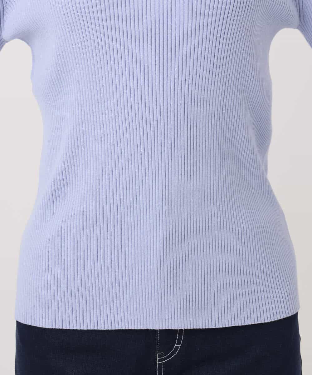 FIFDD05080 OFUON le MK(オフオン ル エムケー) シアー切替えモックネックリブニット/洗える/WEB限定サイズあり グレイッシュブルー