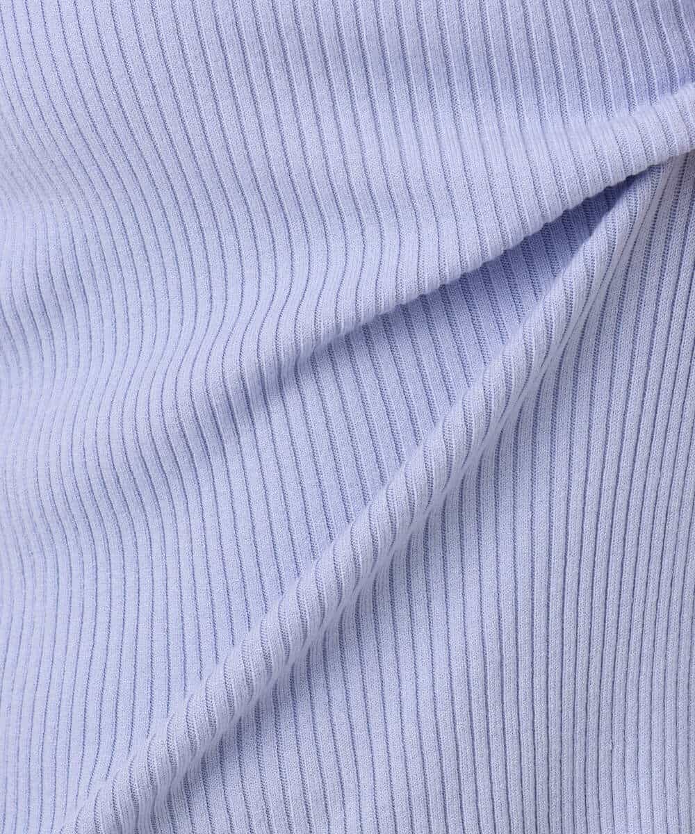 FIFDD05080 OFUON le MK(オフオン ル エムケー) シアー切替えモックネックリブニット/洗える/WEB限定サイズあり グレイッシュブルー