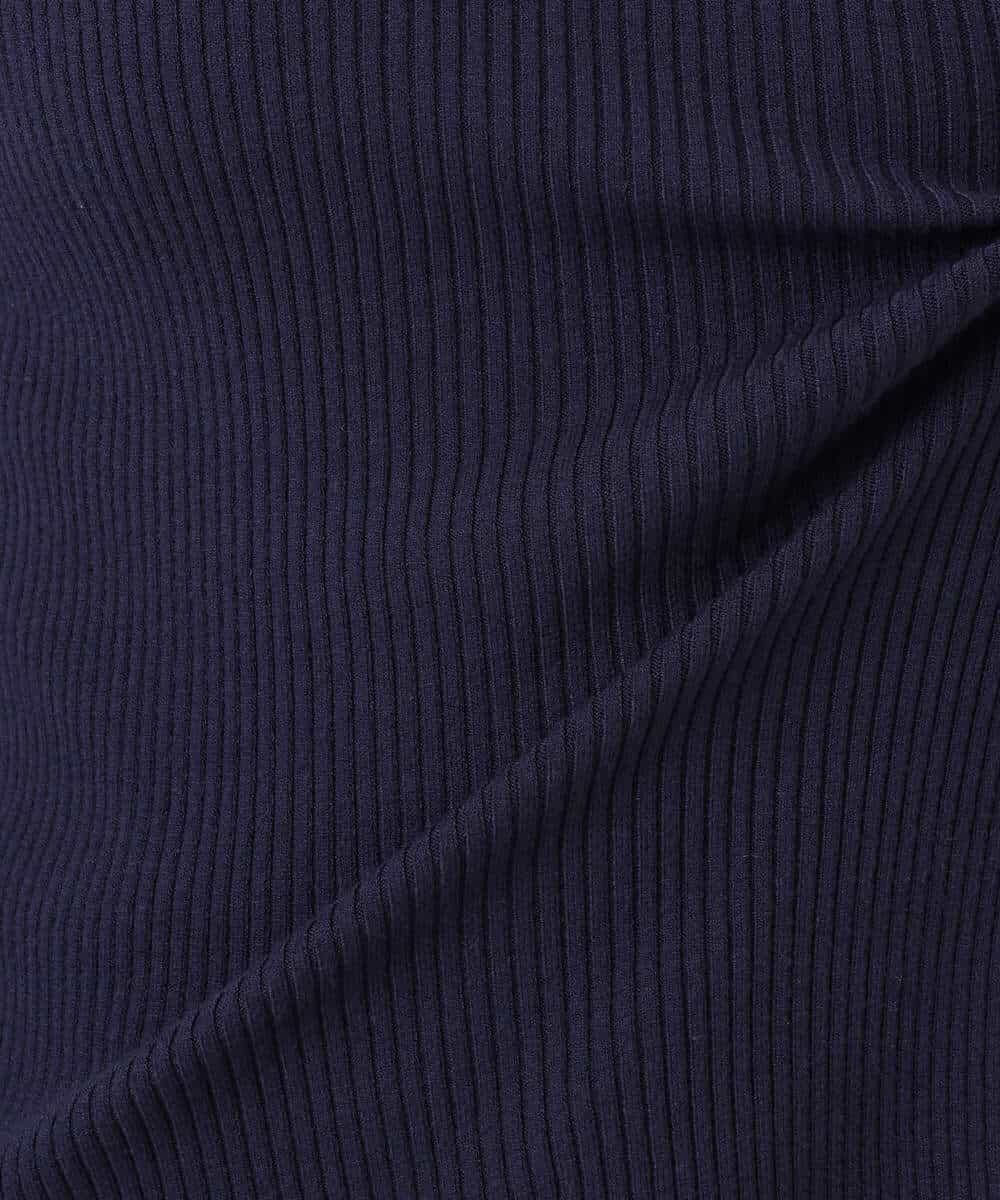 FIFDD05080 OFUON le MK(オフオン ル エムケー) シアー切替えモックネックリブニット/洗える/WEB限定サイズあり グレイッシュブルー