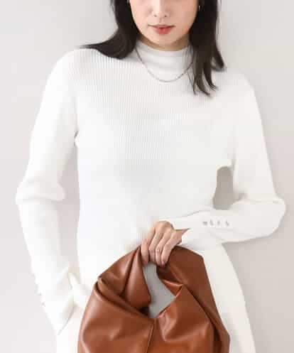 FIFDD05080 OFUON le MK シアー切替えモックネックリブニット/洗える/WEB限定サイズあり