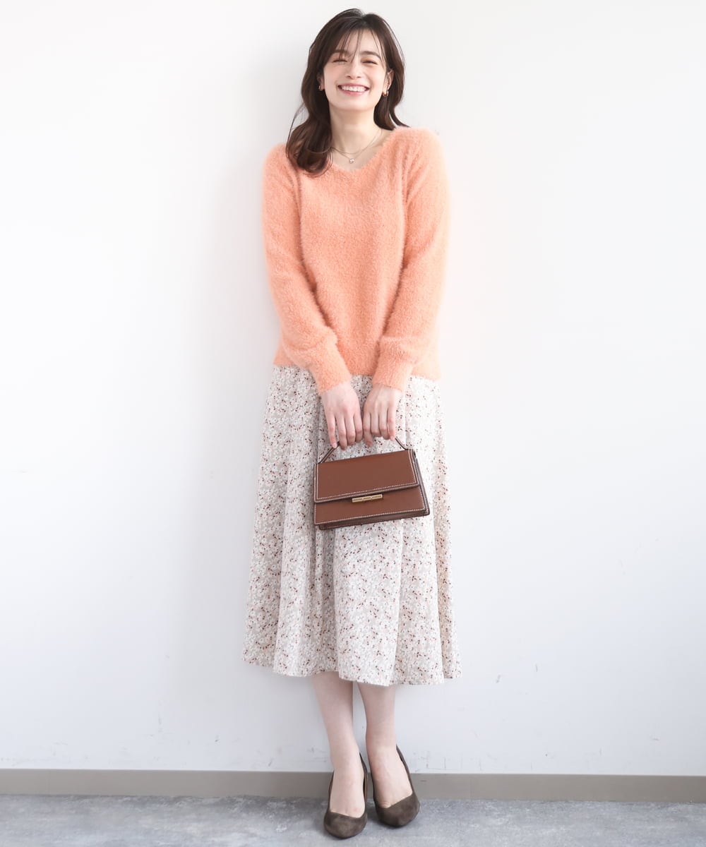 FIFDD08070 OFUON le MK(オフオン　ル　エムケー) ミニスパンコールシャギーニット/洗える/WEB限定サイズあり ネイビー