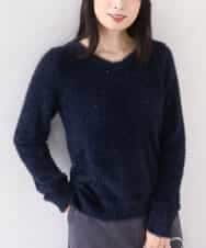 FIFDD08070 OFUON le MK(オフオン ル エムケー) ミニスパンコールシャギーニット/洗える/WEB限定サイズあり ネイビー