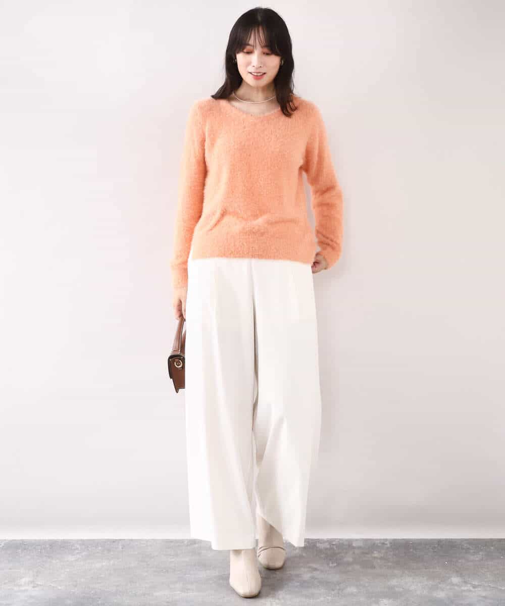 FIFDD08070 OFUON le MK(オフオン ル エムケー) ミニスパンコールシャギーニット/洗える/WEB限定サイズあり ネイビー