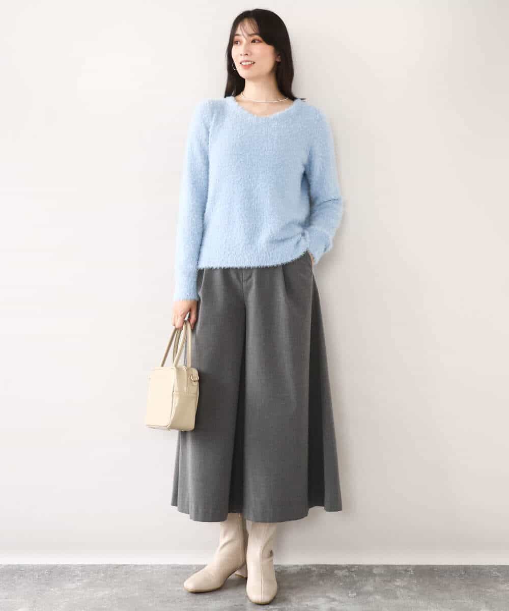 FIFDD08070 OFUON le MK(オフオン ル エムケー) ミニスパンコールシャギーニット/洗える/WEB限定サイズあり ネイビー