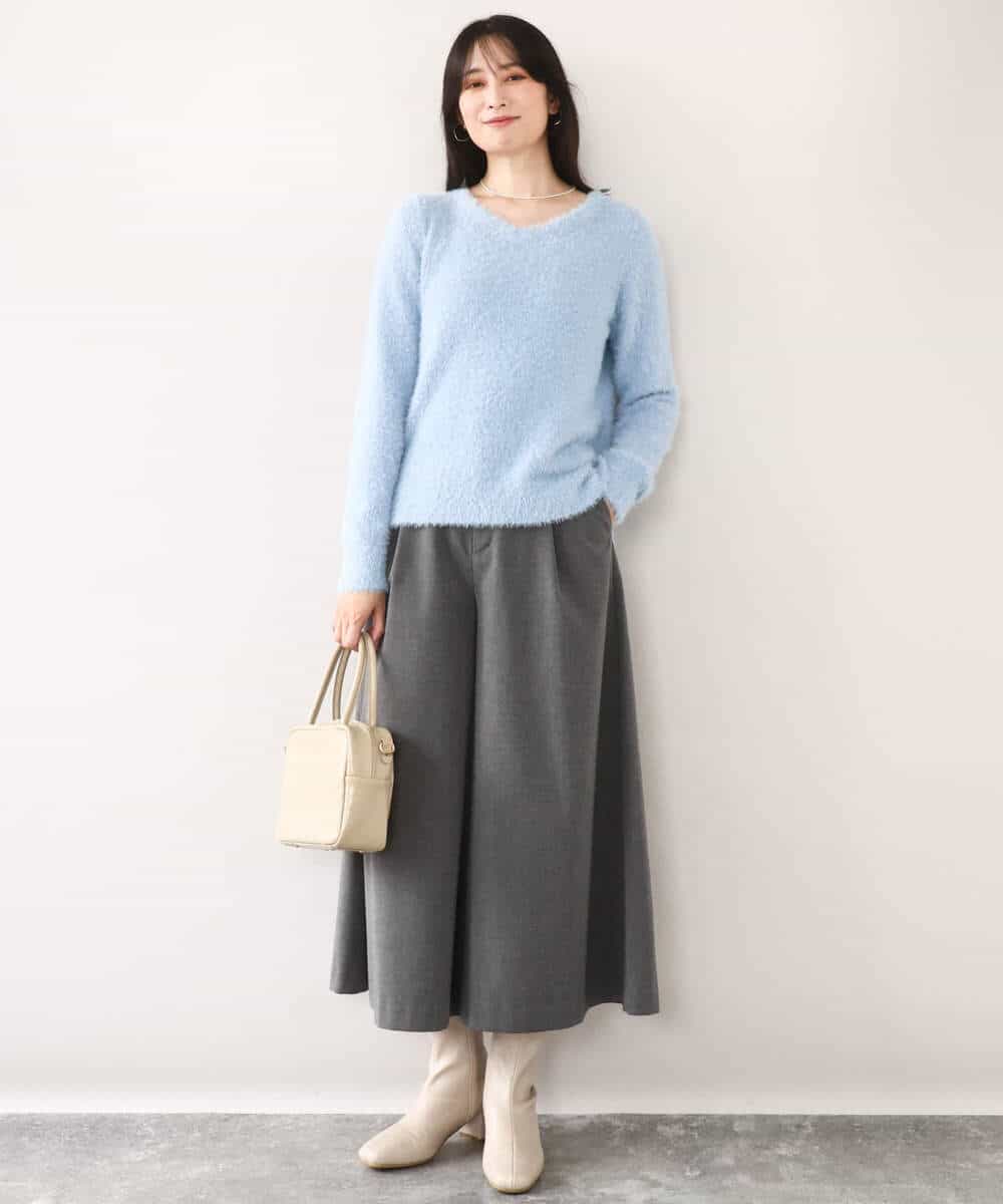 FIFDD08070 OFUON le MK(オフオン ル エムケー) ミニスパンコールシャギーニット/洗える/WEB限定サイズあり ネイビー