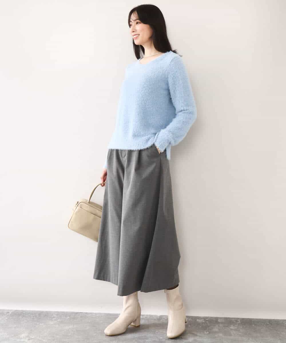 FIFDD08070 OFUON le MK(オフオン ル エムケー) ミニスパンコールシャギーニット/洗える/WEB限定サイズあり ネイビー