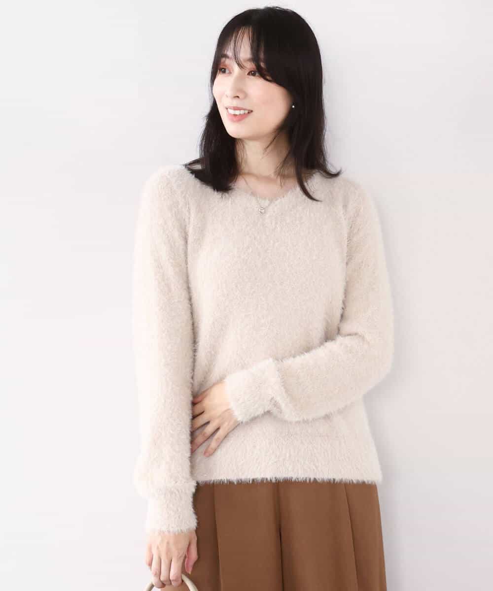 FIFDD08070 OFUON le MK(オフオン ル エムケー) ミニスパンコールシャギーニット/洗える/WEB限定サイズあり ネイビー