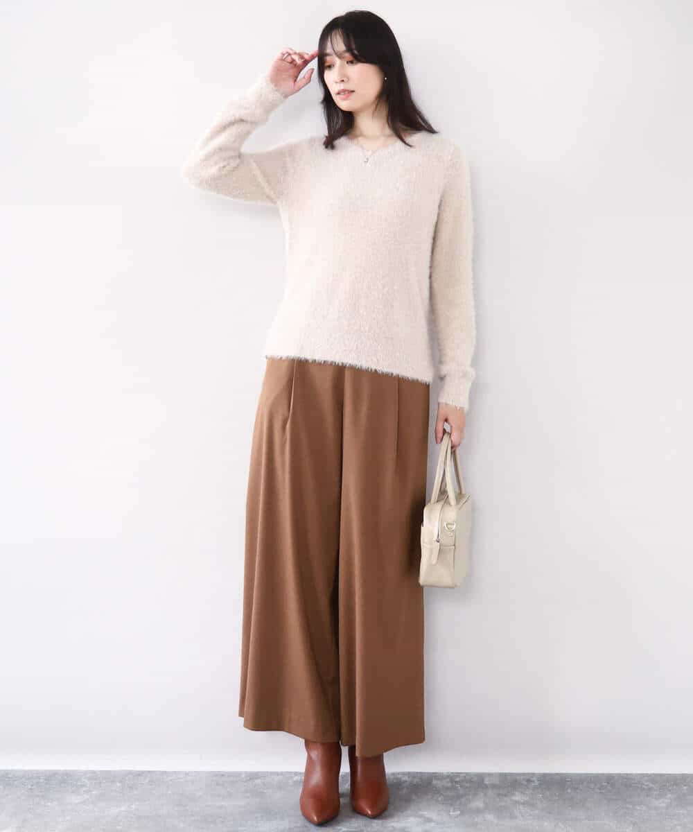 FIFDD08070 OFUON le MK(オフオン ル エムケー) ミニスパンコールシャギーニット/洗える/WEB限定サイズあり ネイビー