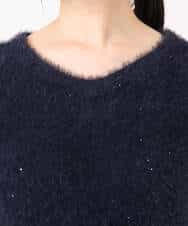 FIFDD08070 OFUON le MK(オフオン ル エムケー) ミニスパンコールシャギーニット/洗える/WEB限定サイズあり ネイビー