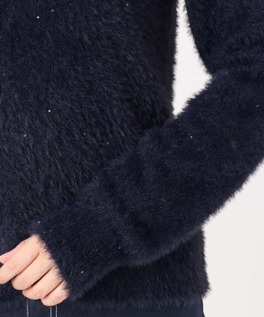 FIFDD08070 OFUON le MK(オフオン ル エムケー) ミニスパンコールシャギーニット/洗える/WEB限定サイズあり ネイビー