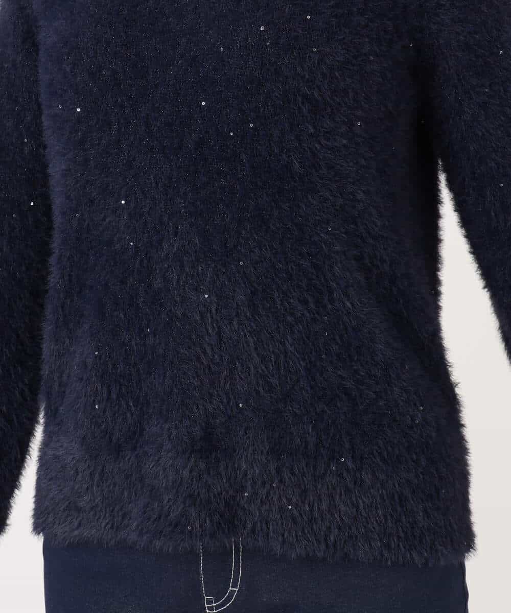 FIFDD08070 OFUON le MK(オフオン ル エムケー) ミニスパンコールシャギーニット/洗える/WEB限定サイズあり ネイビー