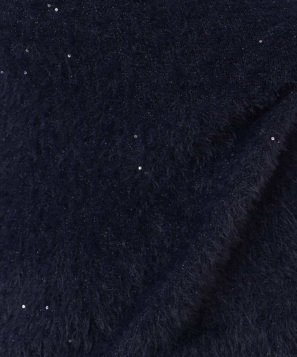 FIFDD08070 OFUON le MK(オフオン ル エムケー) ミニスパンコールシャギーニット/洗える/WEB限定サイズあり ネイビー