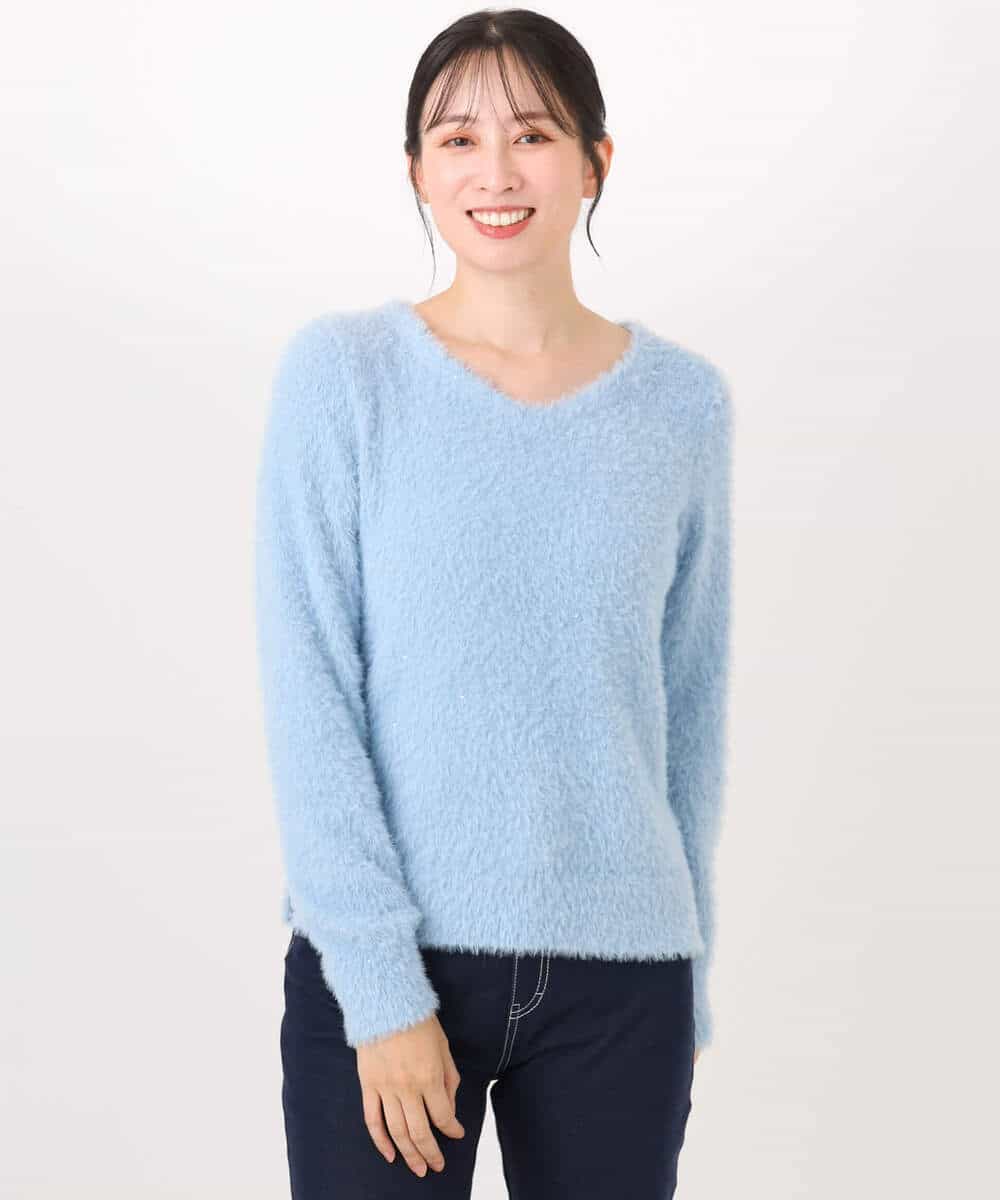 FIFDD08070 OFUON le MK(オフオン ル エムケー) ミニスパンコールシャギーニット/洗える/WEB限定サイズあり ネイビー