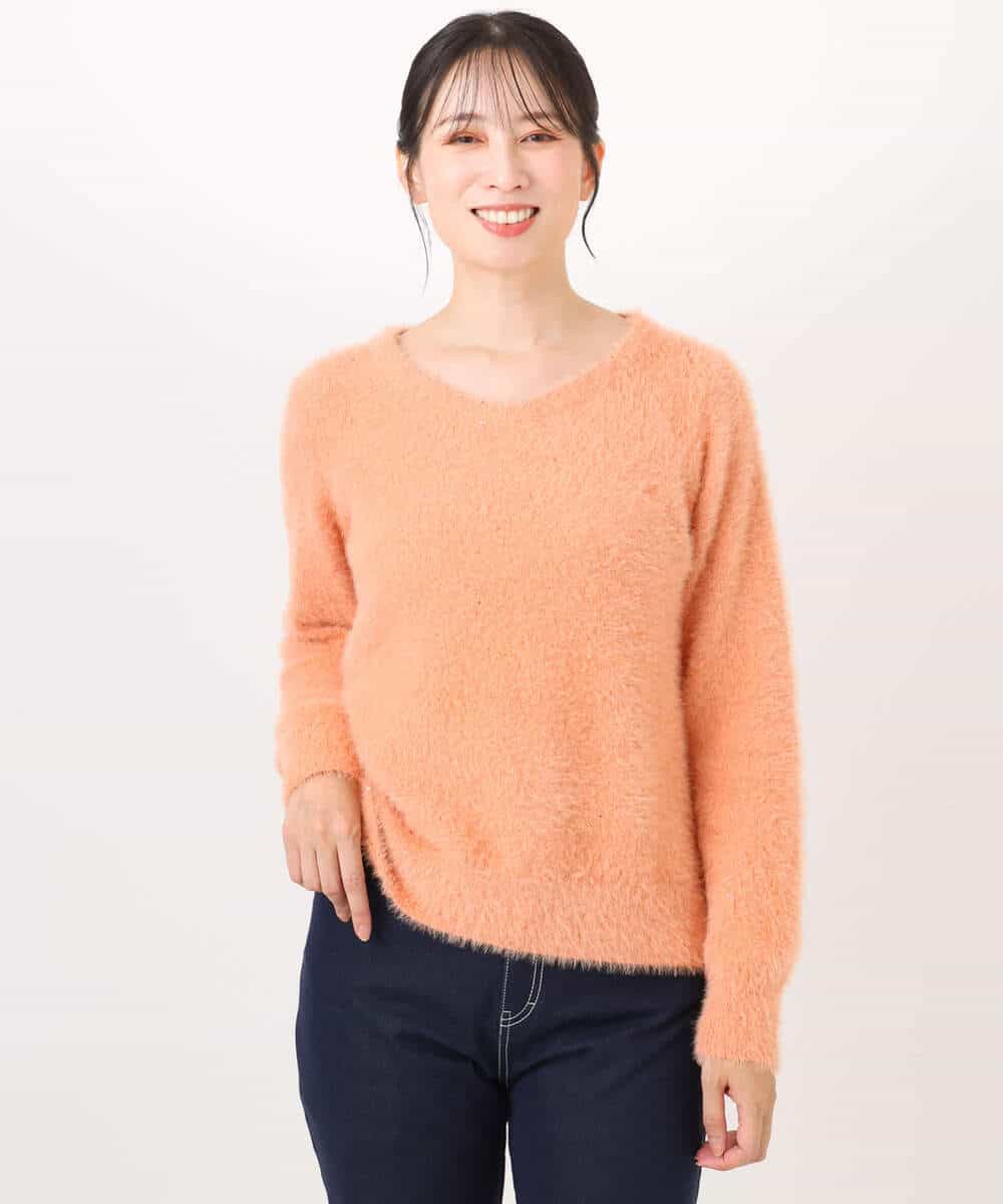 FIFDD08070 OFUON le MK(オフオン ル エムケー) ミニスパンコールシャギーニット/洗える/WEB限定サイズあり ネイビー