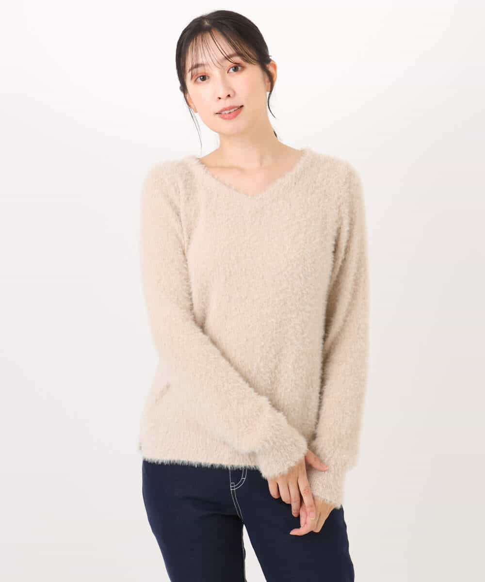 FIFDD08070 OFUON le MK(オフオン ル エムケー) ミニスパンコールシャギーニット/洗える/WEB限定サイズあり ネイビー