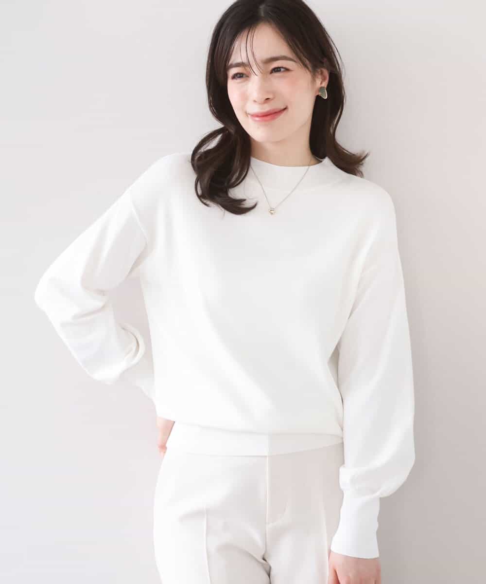 FIFFD01054 OFUON le MK(オフオン　ル　エムケー) ハイネックハイゲージニット/UVカット/洗える/WEB限定サイズあり ホワイト