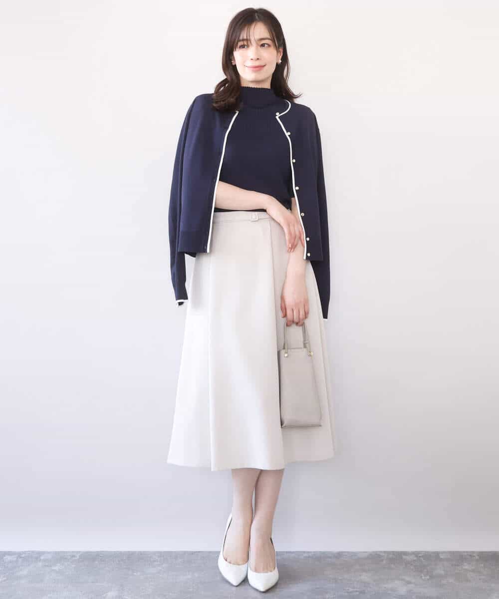 FIFFD03100 OFUON le MK(オフオン　ル　エムケー) 配色ラインアンサンブル（カーディガン&ニットプルオーバー）/UVカット/洗える/WEB限定サイズあり ライトピンク