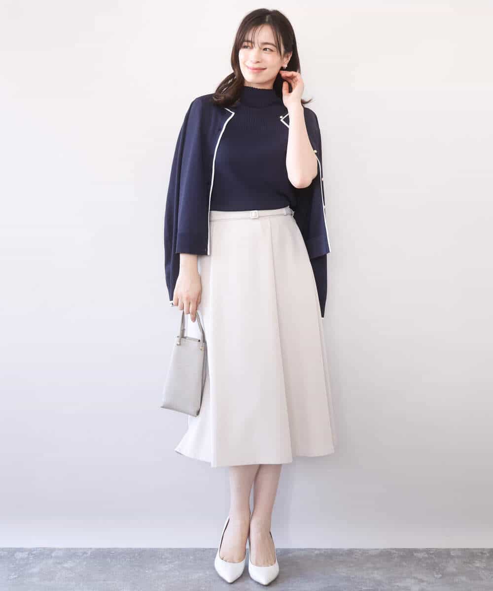 FIFFD03100 OFUON le MK(オフオン　ル　エムケー) 配色ラインアンサンブル（カーディガン&ニットプルオーバー）/UVカット/洗える/WEB限定サイズあり ライトピンク