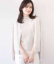 FIFFD03100 OFUON le MK(オフオン　ル　エムケー) 配色ラインアンサンブル（カーディガン&ニットプルオーバー）/UVカット/洗える/WEB限定サイズあり ライトピンク