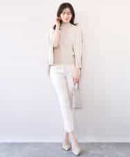 FIFFD03100 OFUON le MK(オフオン　ル　エムケー) 配色ラインアンサンブル（カーディガン&ニットプルオーバー）/UVカット/洗える/WEB限定サイズあり ライトピンク