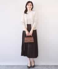 FIFFD03100 OFUON le MK(オフオン　ル　エムケー) 配色ラインアンサンブル（カーディガン&ニットプルオーバー）/UVカット/洗える/WEB限定サイズあり ライトピンク