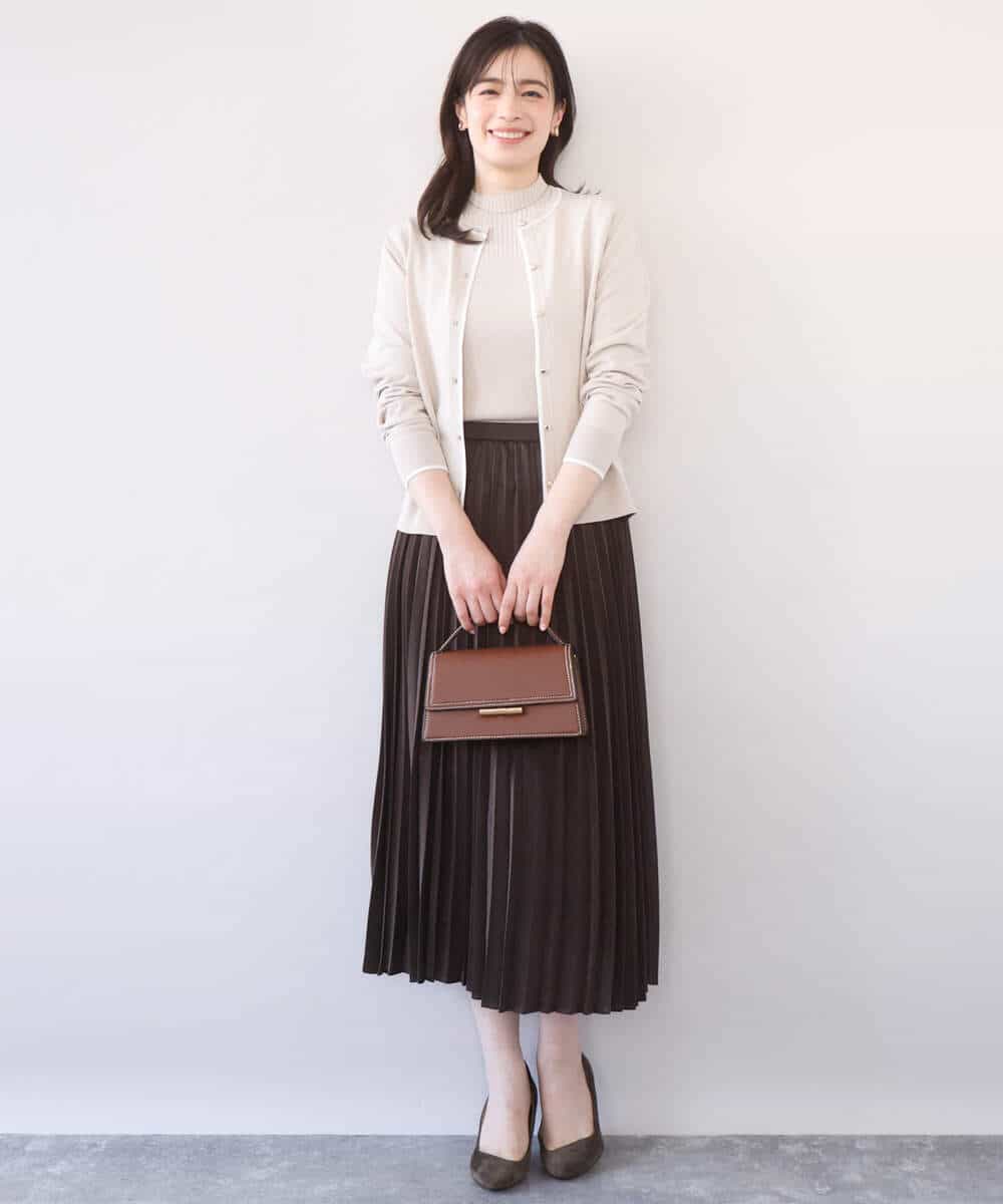 FIFFD03100 OFUON le MK(オフオン　ル　エムケー) 配色ラインアンサンブル（カーディガン&ニットプルオーバー）/UVカット/洗える/WEB限定サイズあり ライトピンク