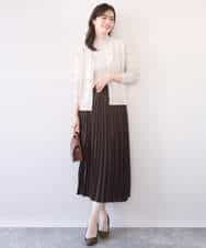 FIFFD03100 OFUON le MK(オフオン　ル　エムケー) 配色ラインアンサンブル（カーディガン&ニットプルオーバー）/UVカット/洗える/WEB限定サイズあり ライトピンク