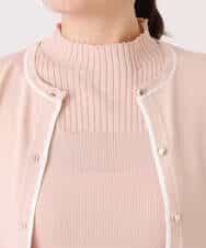 FIFFD03100 OFUON le MK(オフオン　ル　エムケー) 配色ラインアンサンブル（カーディガン&ニットプルオーバー）/UVカット/洗える/WEB限定サイズあり ライトピンク