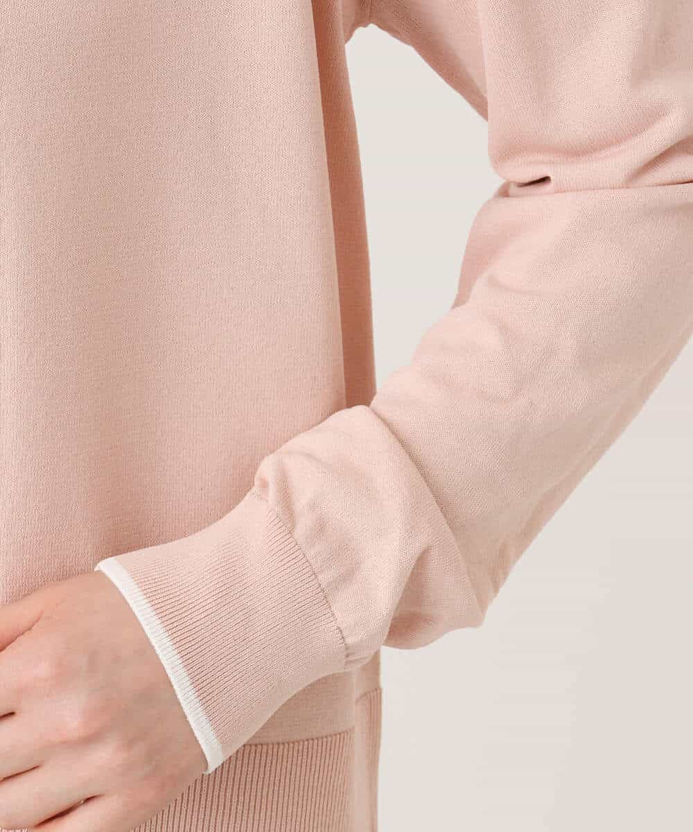 FIFFD03100 OFUON le MK(オフオン　ル　エムケー) 配色ラインアンサンブル（カーディガン&ニットプルオーバー）/UVカット/洗える/WEB限定サイズあり ライトピンク